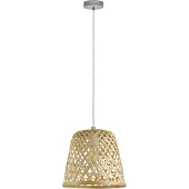 Eglo KIRKCOLM pendellampa i borstad stål och bambu