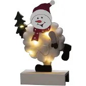 Konstsmide Snögubbe Juldekoration i trä & bomull 6 LED 2xAA
