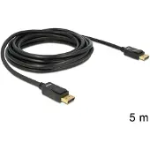 DeLOCK DisplayPort Anslutningskabel DisplayPort-kontakt 5 m Svart 82425 4K UHD, tvinnad , guldpläterad kontakt, trefaldigt skärmad DisplayPort-kabel