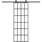 vidaXL Skjutdörr med beslag svart 76x205 cm ESG-glas