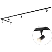 QAZQA Modernt skensystem med 5 spotlights svart 1-fas - Iconic Jeany