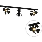 QAZQA Modernt skensystem med 3 spotlights svart 1-fas - Iconic Movie