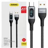 Dudao Kabelsladd Lång Usb - Usb C Snabbladdning Pd 66W 1M Svart