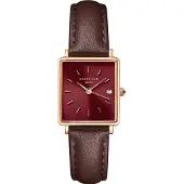 Rosefield Boxy XS Burgundy Sunray Dark Brown Leather Rose Gold QBBLR-Q56