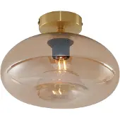 QAZQA Art Deco taklampa mässing med bärnstensfärgat glas - Busa