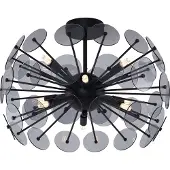 QAZQA Art Deco-taklampa svart med rökglas - Atomic