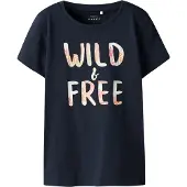 Name it T-shirt 'NKFVanaya' marinblå / orange / rosa / off-white