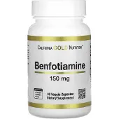 California Gold Nutrition Benfotiamin med L-leucin, 150 mg, 30 vegetabiliska kapslar