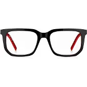 HUGO Black-acetate optical frames with red accents