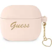 GUESS GUA3LSCHSP AirPods 3-skydd rosa/rosa Silikon Charm Heart Collection