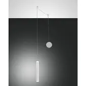 FABAS LUCE Pendellampa Prado, dimbar, Vitt / opal, Vardagsrum / matsal, Metall, Modern