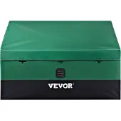 Vevor Utomhusförvaringslåda, 100 gallon vattentät PE-presenning med galvaniserad ram, väderskyddande och bärbar, för camping, trädgård, pool och gård, brun och blå