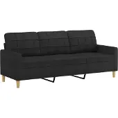 vidaXL 3-sitssoffa svart 180 cm tyg