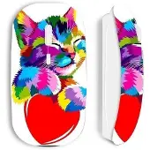 MANIACASE Souris sans fil blanche chat couleur sur coeur