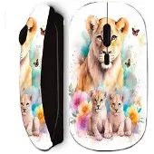MANIACASE Souris sans fil noir Lionne et ses bebes