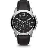 Fossil GRANT FS4812 Watch - Herr svart läder Chrono Watch - Vintage kollektion för män