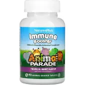 Natures Plus - Source of Life, Animal Parade, Kids Immune Booster, Naturlig tropisk bärsmak, 90 djur