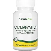 Natures Plus NaturesPlus, calcium/magnesium/vitamin D3 containing vitamin K2, 90 tablets