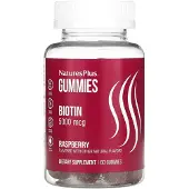 Natures Plus , biotin gummies, raspberry, 5,000 mcg, 60 gummies