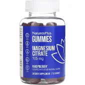 NaturesPlus Magnesiumcitrat, Hallonsmak, 75 gummies (35Mg per Gummibjörn)