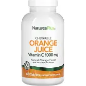 Natures Plus , tuggbar apelsinjuice, vitamin C, naturlig apelsin, 1 000 mg, 60 tabletter