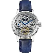 Ingersoll The Jazz Sun and Moon Phase Läderrem Skeleton Silver Dial Automatisk I07702 Herrklocka silver