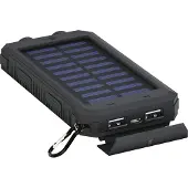Goobay 49216 Solar Powerbank 8000 mAh, 2x USB-A Anschlüsse, LED-Anzeige, Schwarz 49216 Solcellsladdare Laddström solcell 200 mA Batterikapacitet 8000 mAh