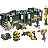 DeWalt Verktygspaket DCK623P3-QW (DCG405 + DCS367 + DCS570 + DCF887 + DCD796 + DCL050); 18 V; 3x5,0 Ah batt.
