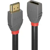 Lindy HDMI Förlängningskabel HDMI-A-kontakt, HDMI-A uttag 1.00 m Antracit, Svart, Röd 36476 4K UHD, guldpläterad kontakt HDMI-kabel
