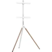 Sinox Tripod TV gulvstand med drejbar top. 45"-65". Lyst træ/hvid