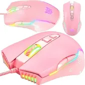 Onikuma CW905 gamingmus med 6 DPI-nivåer och RGB-belysning - Rosa