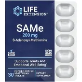 Life Extension , SAMe S-Adenosyl-Methionine, 200 mg, 30 Enteriskt Belagd Vegetariska Tabletter