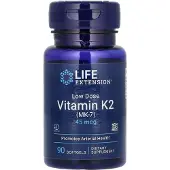 Life Extension , Låg Dosis Vitamin K2 (MK-7), 45 mcg, 90 Softgels