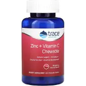 Trace Minerals Zink + C-vitamin Tuggtabletter, Hallon, 60 Tuggtabletter