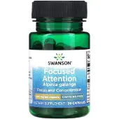 Swanson Health Fokuserad Uppmärksamhet Alpinia Galanga, Koffeinfri, 300 mg, 30 Kapslar