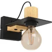 Eglo BRAMERTON vägglampa E27 svart/trä FSC