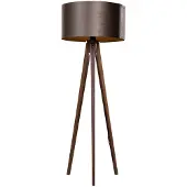 QAZQA Stativgolvlampa valnötsträ med brun sammetskärm 50 cm - Tripod Classic