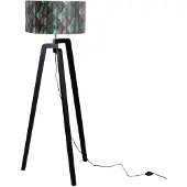 QAZQA Golvlampa svart med sammetslampskärm bladmönster 50 cm - Puros
