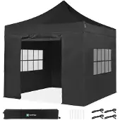Vonroc Easy-Up Partytält - 3x3 m | Set inkl. sidoväggar - Svart
