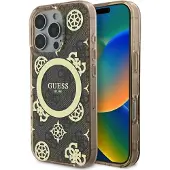 GUESS IML Peony på 4G-bakgrund MagSafe-fodral för iPhone 16 Pro Max - Brun