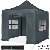 Vonroc Easy-Up Partytält - 3x3 m | Set inkl. sidoväggar - Grå