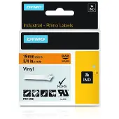 Dymo S0718500 | 18436 | IND Rhino | svart text - orange tejp | 19mm (original)