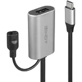 Lindy USB-kabel USB 3.2 Gen1 USB-C-kontakt, USB-A uttag 5.00 m Svart, Grå 43270