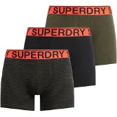 Superdry för män. M3110452B Förpackning med 3 boxershorts Text svart, grön (L), Hemkläder, Bomull