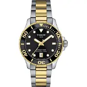 Tissot kvartsurverk, 300m vattentät, Unisplendour schweizisk klocka, 36 mm svart urtavla, rostfritt stål guldpläterat PVD-boett, T120.210.22.051.00 svart