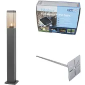 QAZQA Modern utomhusstolpe mörkgrå med rökfärgat glas 80 cm - Malios