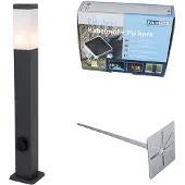 QAZQA Utomhuslampa mörkgrå 80 cm med sockel IP44 - Malios