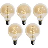LUEDD Set med 5 E27 Dimbar LED-spiralglödlampa G95 4W 270lm 2700K