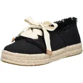 Toms Carolina Lace Up Bomullskvinnors Svarta Strandespadrillos