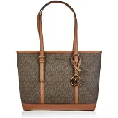 Michael Kors Jet Set Travel Klassisk Monogramtryck Pendlarmode Stor Kapacitet Toteväska Dam tote 35S0GTVT1V-200 Basic Set (Bag+Dust Bag)